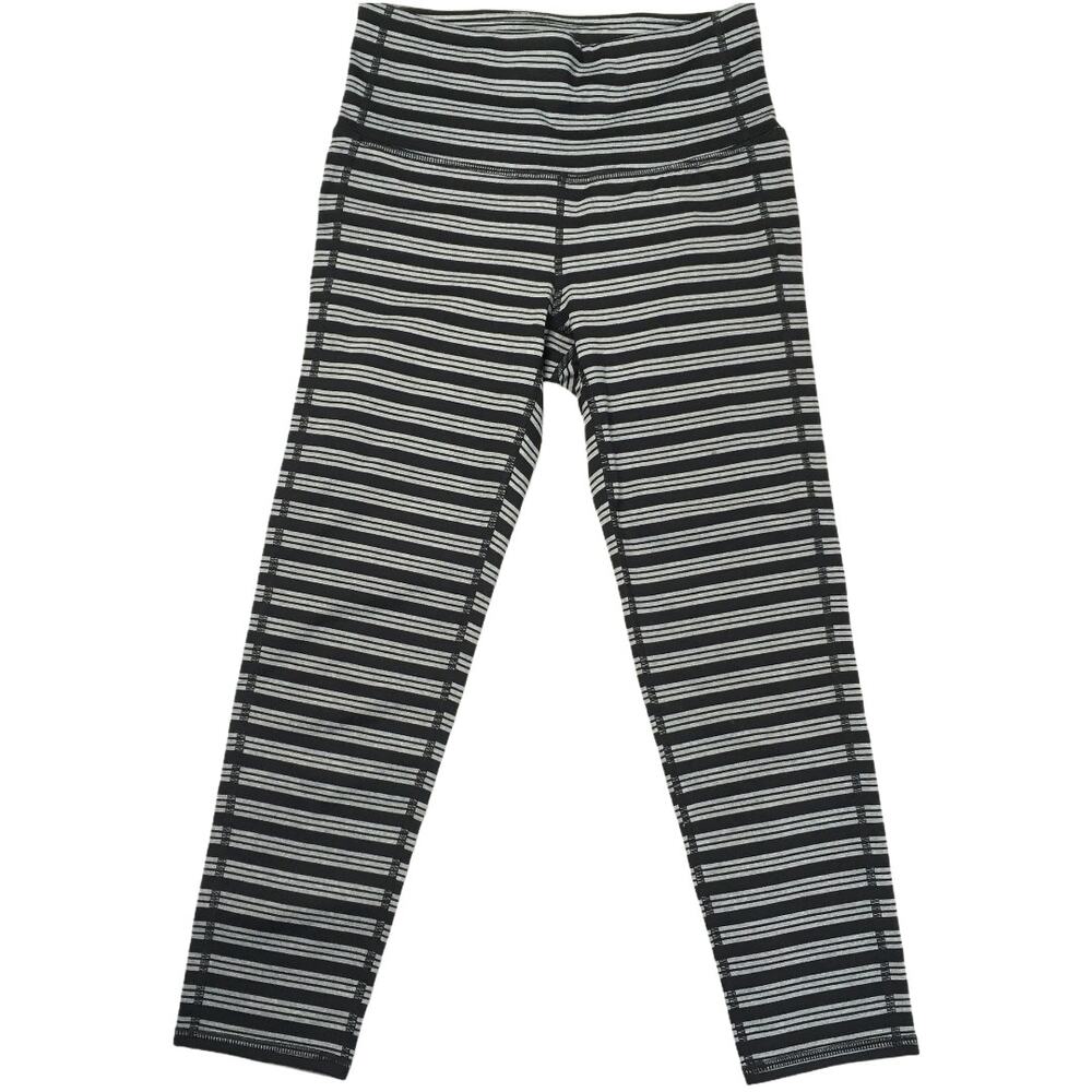 Athleta Chaturanga Leggings Grey Black Striped Workout Pants XS Activewear Women